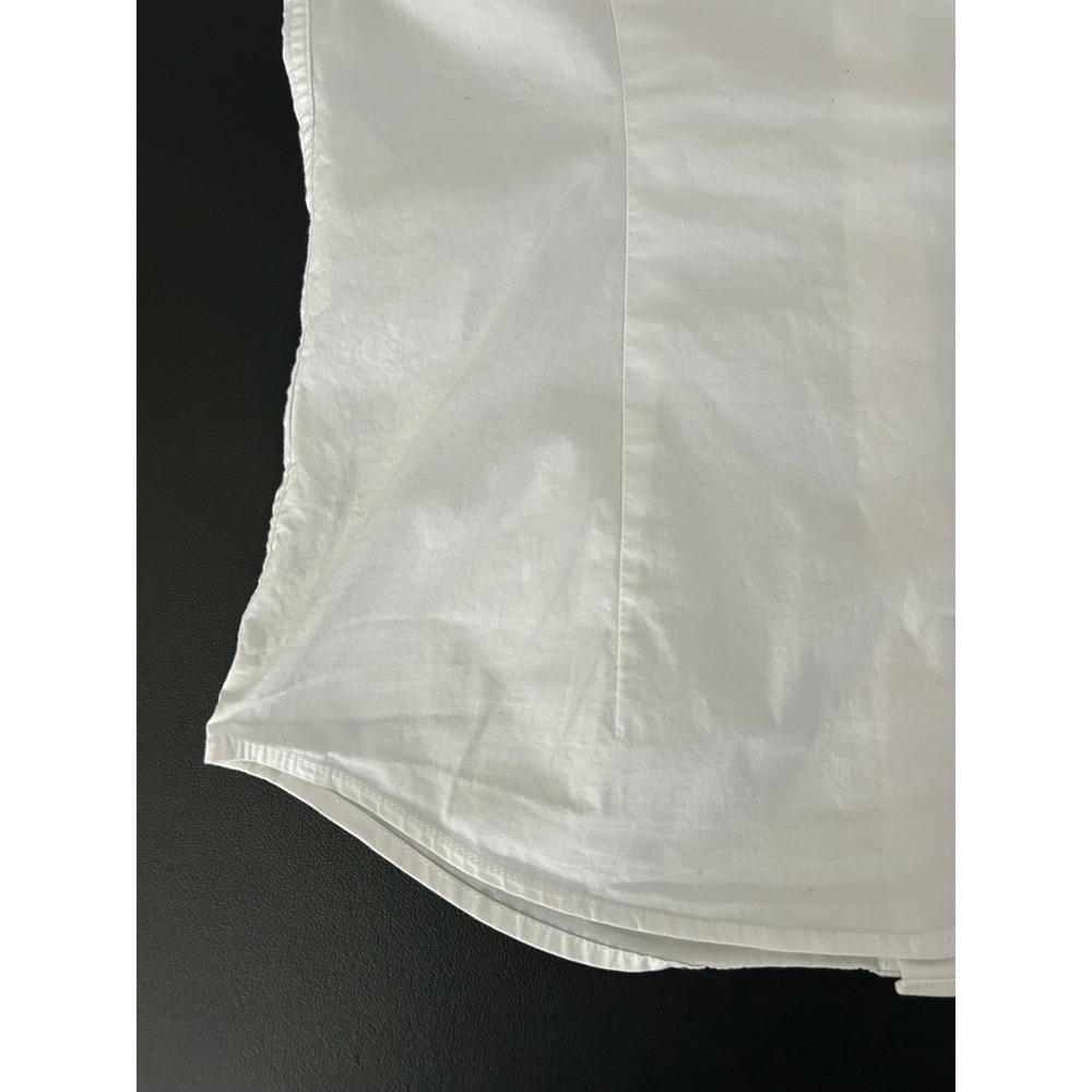 HM Muscle Fit Shirt Small White Grandad Band Collar Long Sleeve Button Up 1494 - Picture 7 of 13